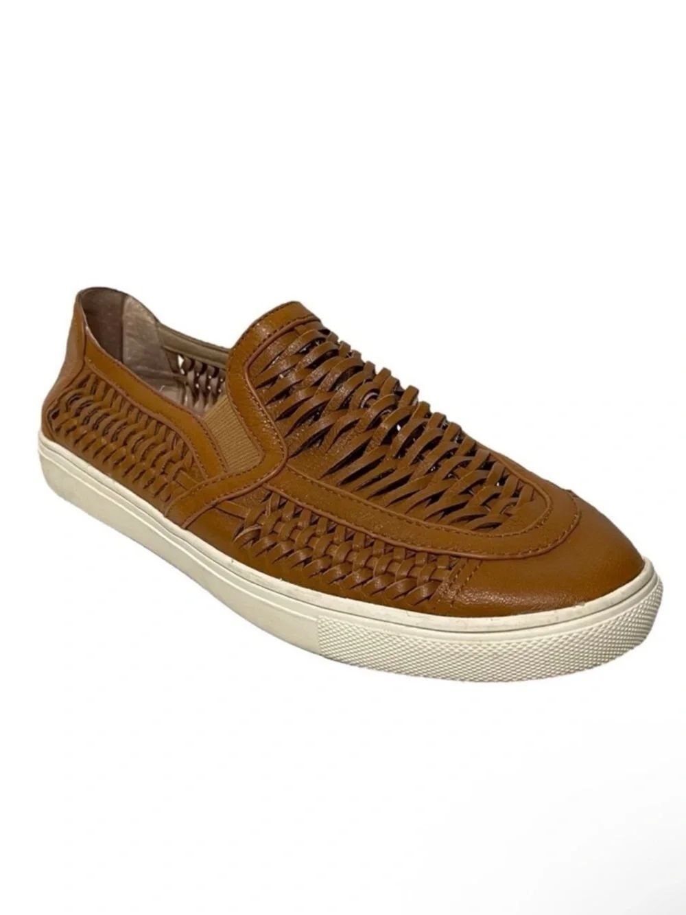 J/SLIDES Cut Up Leather Tan Loafer Sneakers 7